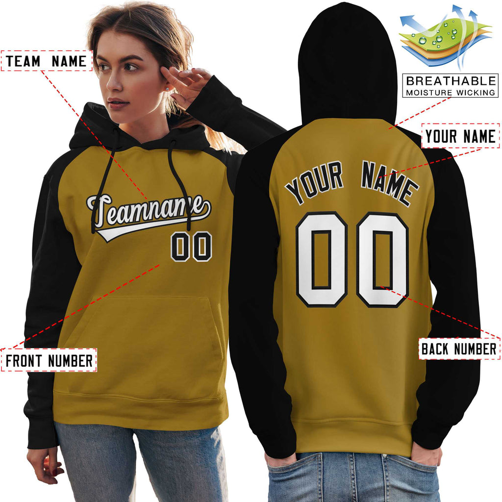 Custom Women's Made to Order Long Sleeve Pullover Hoodie Raglan Sleeves Embroideried Your Team Logo And Number Sweatshirt