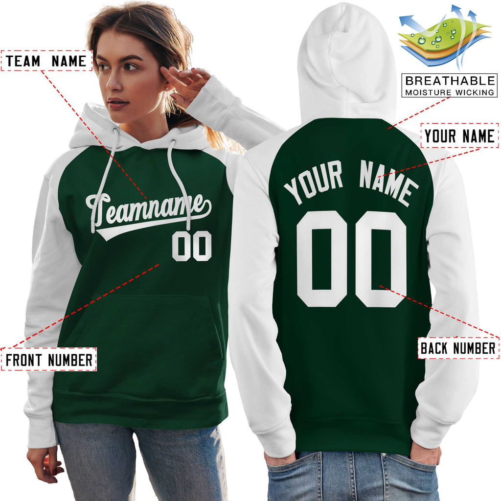 Custom Women's Pullover Hoodie Raglan Sleeves Stitched Team Name Number Logo Personalized Hip Hop Sportswear