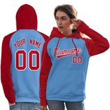 Custom Women's Pullover Hoodie Raglan Sleeves Stitched Team Name Number Logo Personalized Hip Hop Sports Sweatshirt