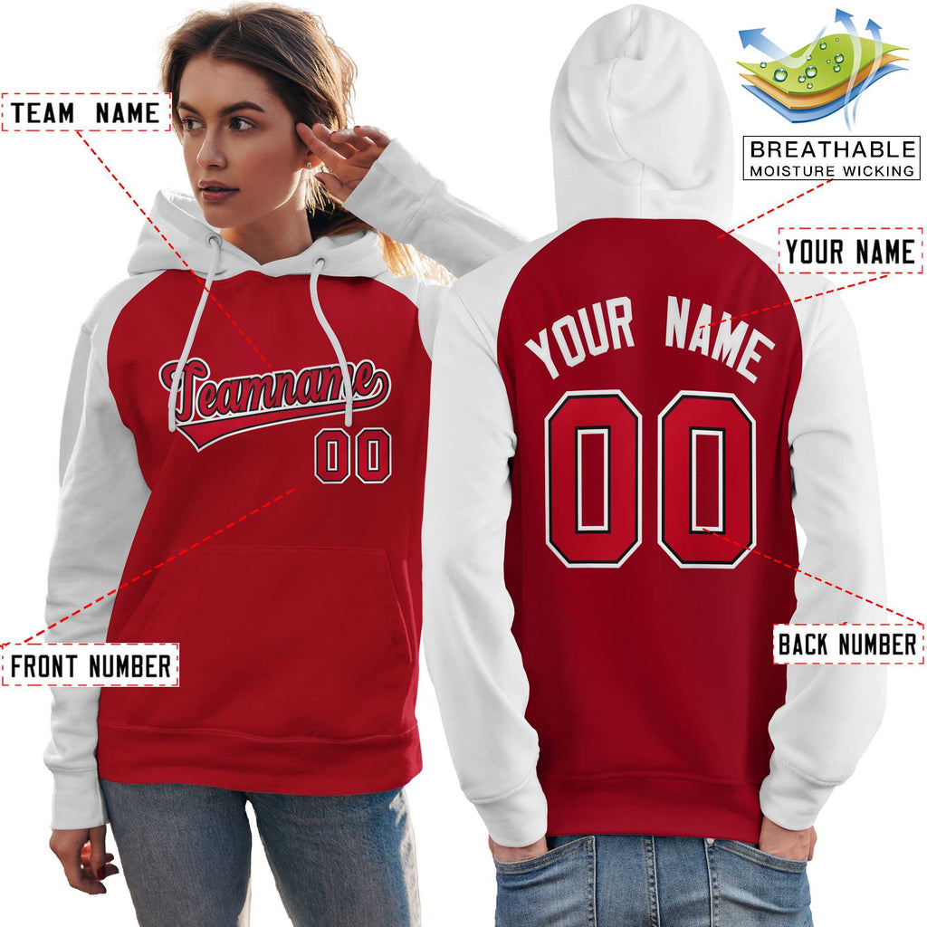 Custom Traditional All Ages Sport Pullover Raglan Sleeves Hoodie For Women Stitched Name Number Fashion Sweatshirt