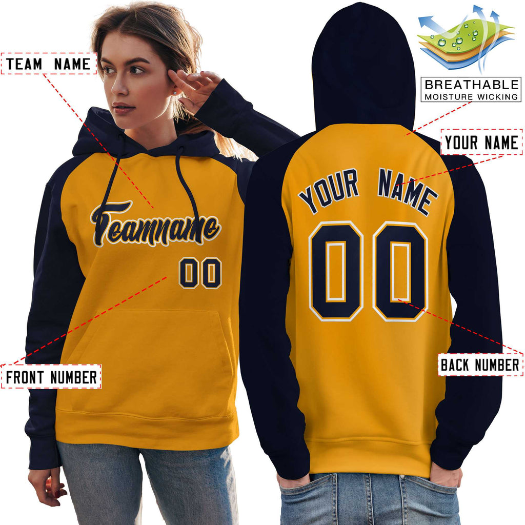 Custom Pullover Hoodie Raglan Sleeves Sports Hoodie Stitched Text Logo And Number For Women Fashion Sweatshirt