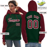 Custom Women's Unique Raglan Sleeves Pullover Hoodie Sportswear Embroideried Your Team Logo and Number