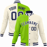 Custom Curved Letterman Two Tone Split Fashion Jacket For Breathable Mens Baseball Coat